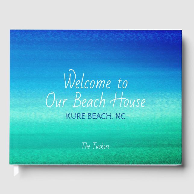 Ocean Blue Summer Beach House Vacation Rental Guest Book (Front)