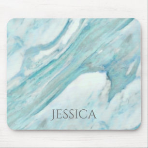 Ocean Blue Surf Abstract Marble Pattern Mouse Mat