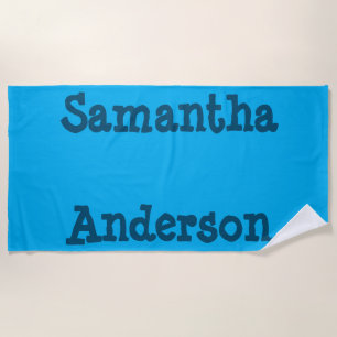 Ocean Blue Text Personalised Beach Towel