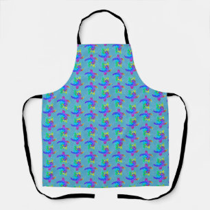 Ocean Blue Tie Dye Island Tribal Turtles Apron