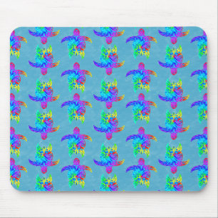 Ocean Blue Tie Dye Island Tribal Turtles Mouse Mat