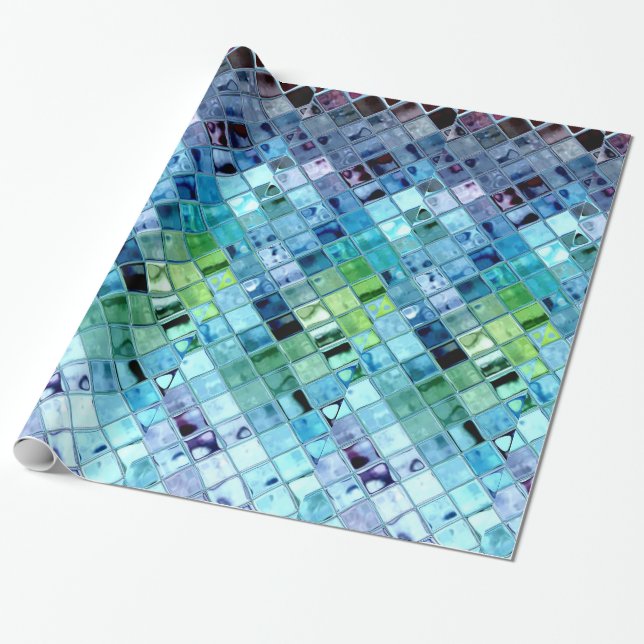 Ocean Blue Tile Art on Customisable Quality Paper (Unrolled)