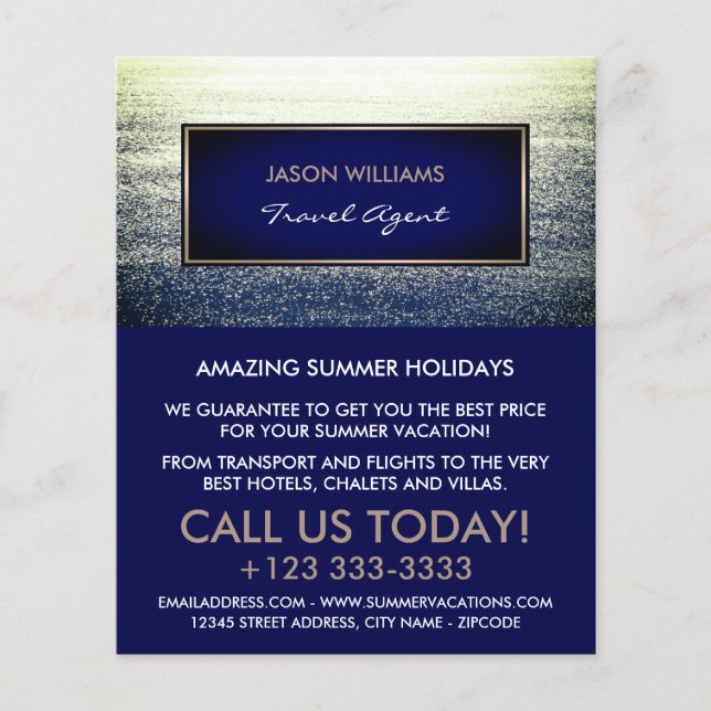 Ocean Blue, Travel Agent Advertising Flyer (Front)