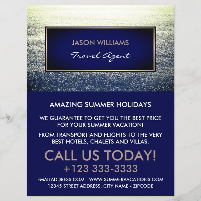 Ocean Blue, Travel Agent Advertising Flyer (Front)