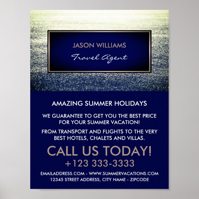 Ocean Blue, Travel Agent Advertising Poster (Front)
