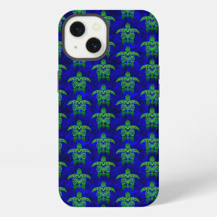 Ocean Blue Tribal Green Sea Turtles iPhone 13 Case