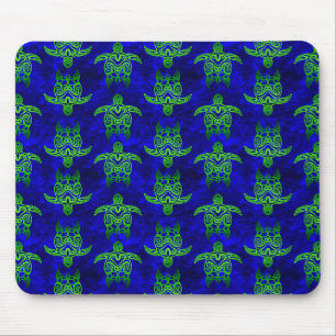 Ocean Blue Tribal Green Sea Turtles Mouse Mat