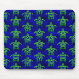 Ocean Blue Tribal Green Sea Turtles Mouse Mat