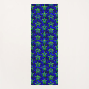 Ocean Blue Tribal Green Sea Turtles Yoga Mat
