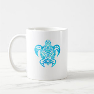 Ocean Blue Tribal Hawaiian Sea Turtle Coffee Mug