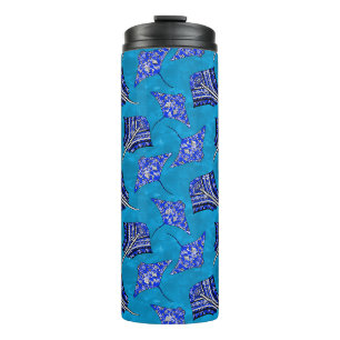 Ocean Blue Tribal Stingrays Thermal Tumbler
