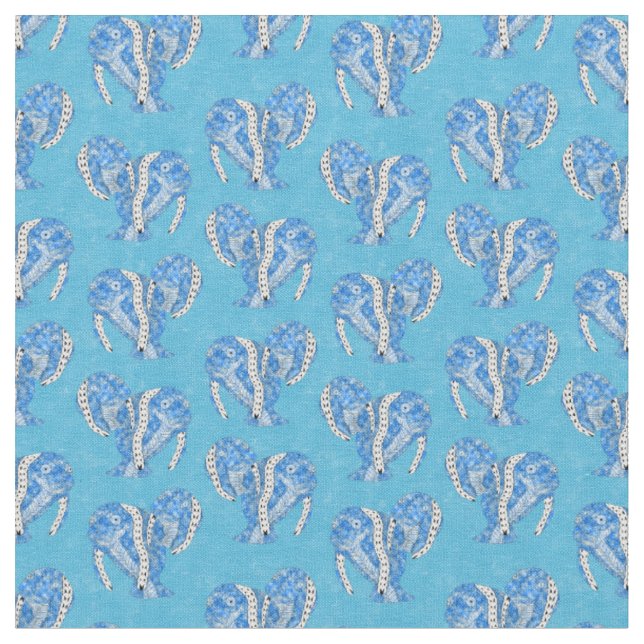 Ocean Blue Tribal Tattoo Manatees Fabric (Close Up)