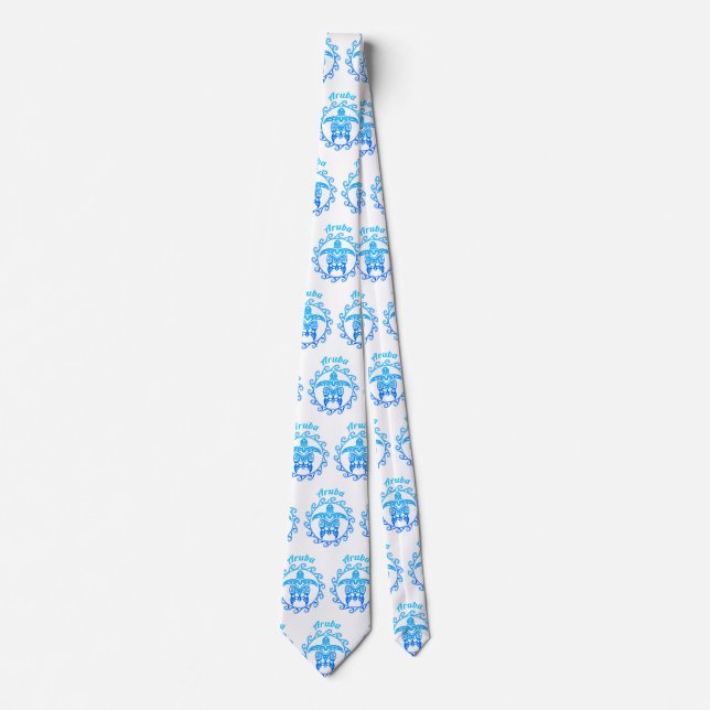 Ocean Blue Tribal Turtle Aruba Tie (Front)