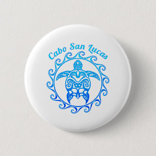 Ocean Blue Tribal Turtle Cabo San Lucas 6 Cm Round Badge
