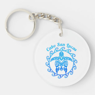 Ocean Blue Tribal Turtle Cabo San Lucas Key Ring