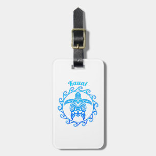 Ocean Blue Tribal Turtle Kauai Luggage Tag