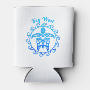 Ocean Blue Tribal Turtle Key West Can Cooler