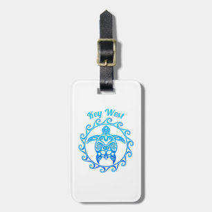 Ocean Blue Tribal Turtle Key West Luggage Tag