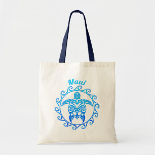 Ocean Blue Tribal Turtle Maui Tote Bag