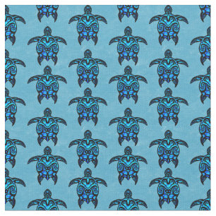 Ocean Blue Tribal Turtles Fabric