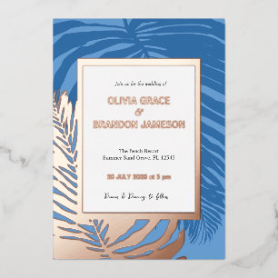Ocean Blue Tropical Palm Leaf Wedding