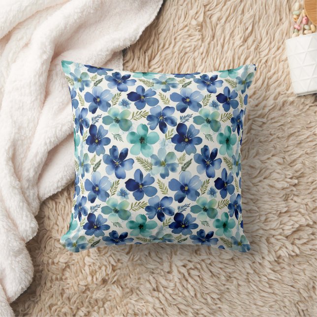 Ocean Blue Tulip Waves Cushion (Blanket)