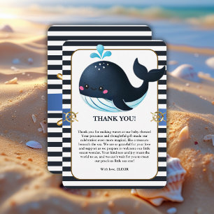 Ocean Blue Under the Sea Kawaii Whale Baby Shower Thank You Card