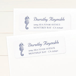 Ocean Blue Vintage Seahorse. Return Address