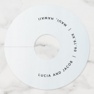 Ocean blue watercolor destination wedding custom wine glass tag