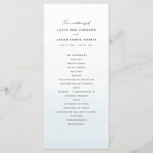 Ocean blue watercolor destination wedding programme