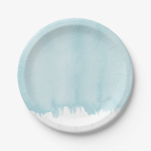 Ocean Blue Watercolor Paper Plate