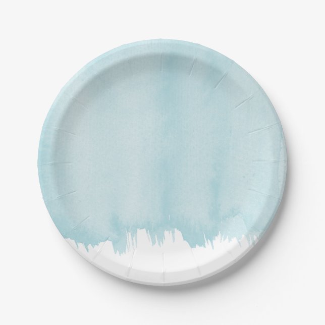 Ocean Blue Watercolor Paper Plate (Front)