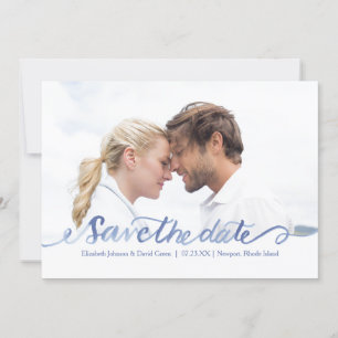 Ocean Blue Watercolor Photo Save the Date