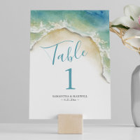 Ocean Blue Watercolor Table Number Cards