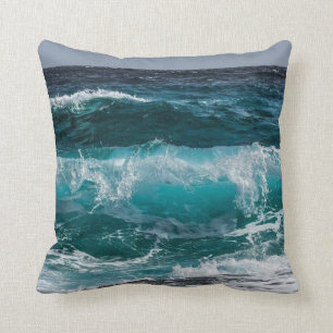 Ocean blue wave cushion