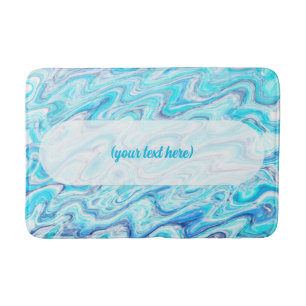 Ocean Blue Wave Marble Texture Abstract Liquid Bath Mat