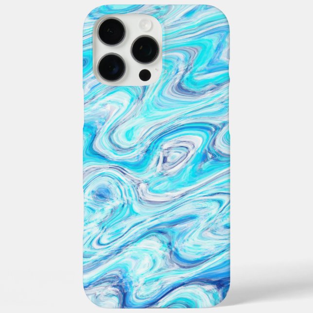 Ocean Blue Wave Marble Texture Abstract Liquid Case-Mate iPhone Case (Back)
