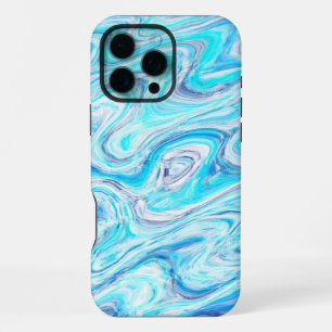Ocean Blue Wave Marble Texture Abstract Liquid iPhone 16 Pro Max Case