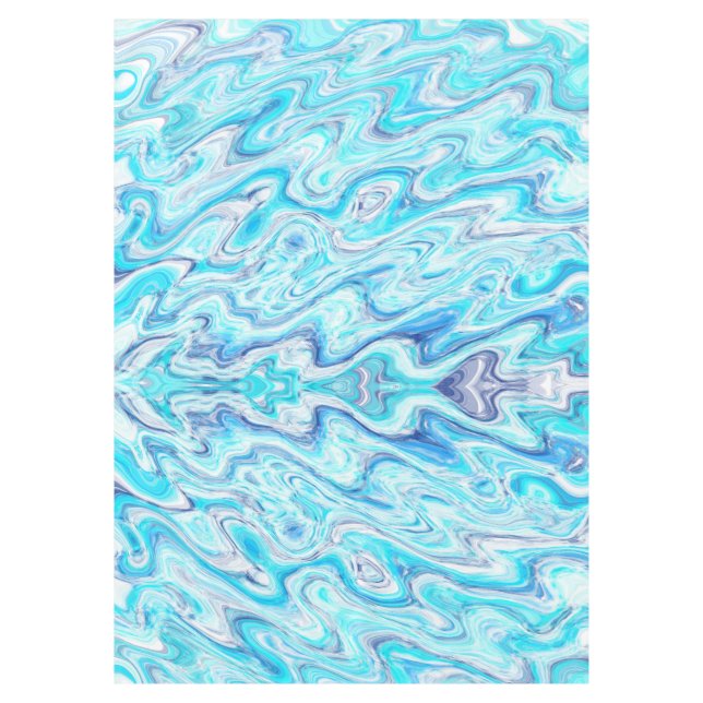 Ocean Blue Wave Marble Texture Abstract Liquid Tablecloth (Front)