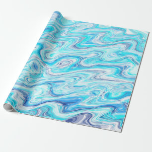 Ocean Blue Wave Marble Texture Abstract Liquid Wrapping Paper