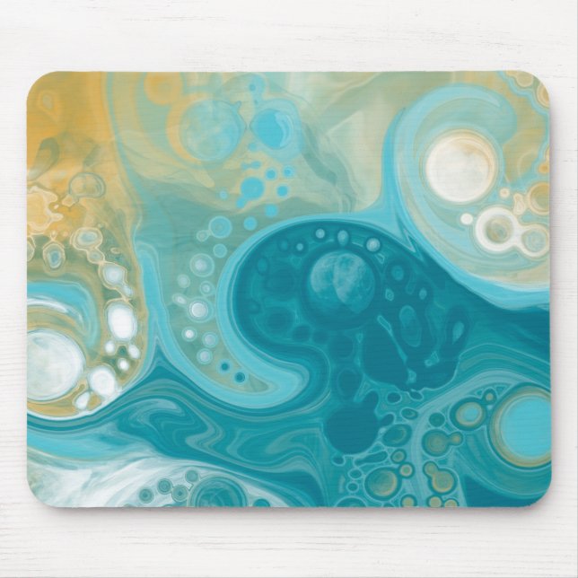 Ocean Blue Waves and Sandy Brown Fluid Art  Mouse Mat (Front)