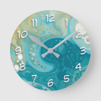 Ocean Blue Waves and Sandy Brown Fluid Art