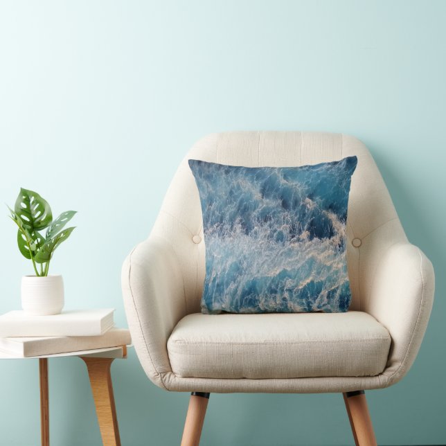 Ocean Blue Waves Cushion (Chair)
