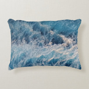 Ocean Blue Waves Decorative Cushion