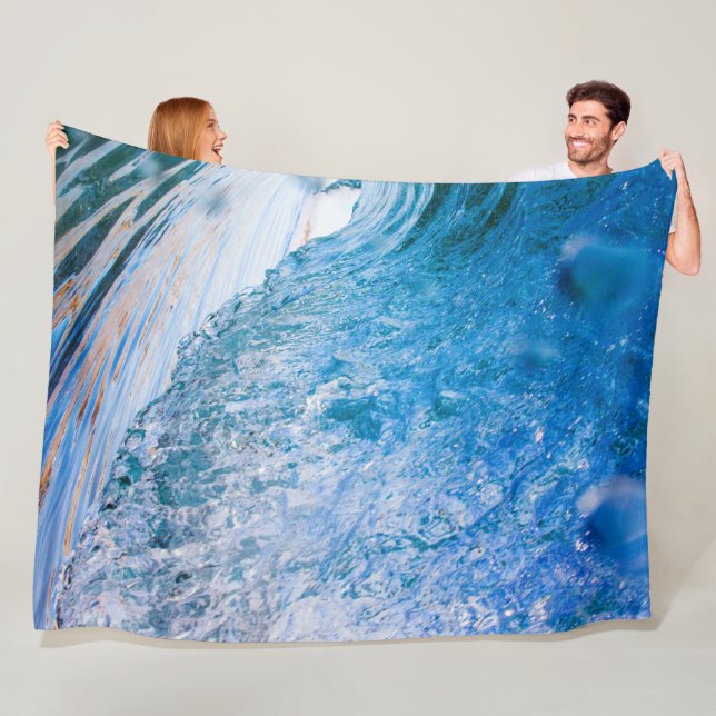 Ocean Blue Waves Fleece Blanket (In Situ)