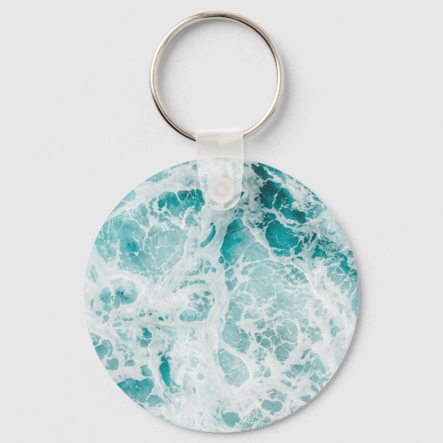 Ocean Blue Waves Key Ring (Front)