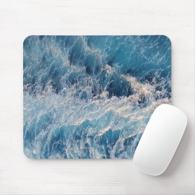 Ocean Blue Waves Mouse Mat (With Mouse)