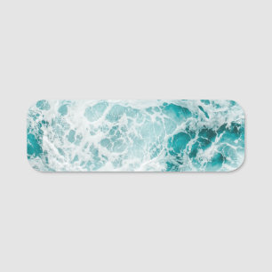 Ocean Blue Waves Name Tag