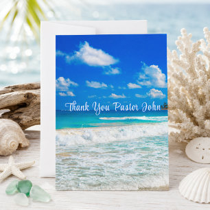 Ocean Blue Waves Pastor Appreciation  Thank You Card