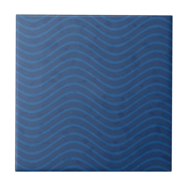 Ocean Blue Waves Pattern Tile (Front)